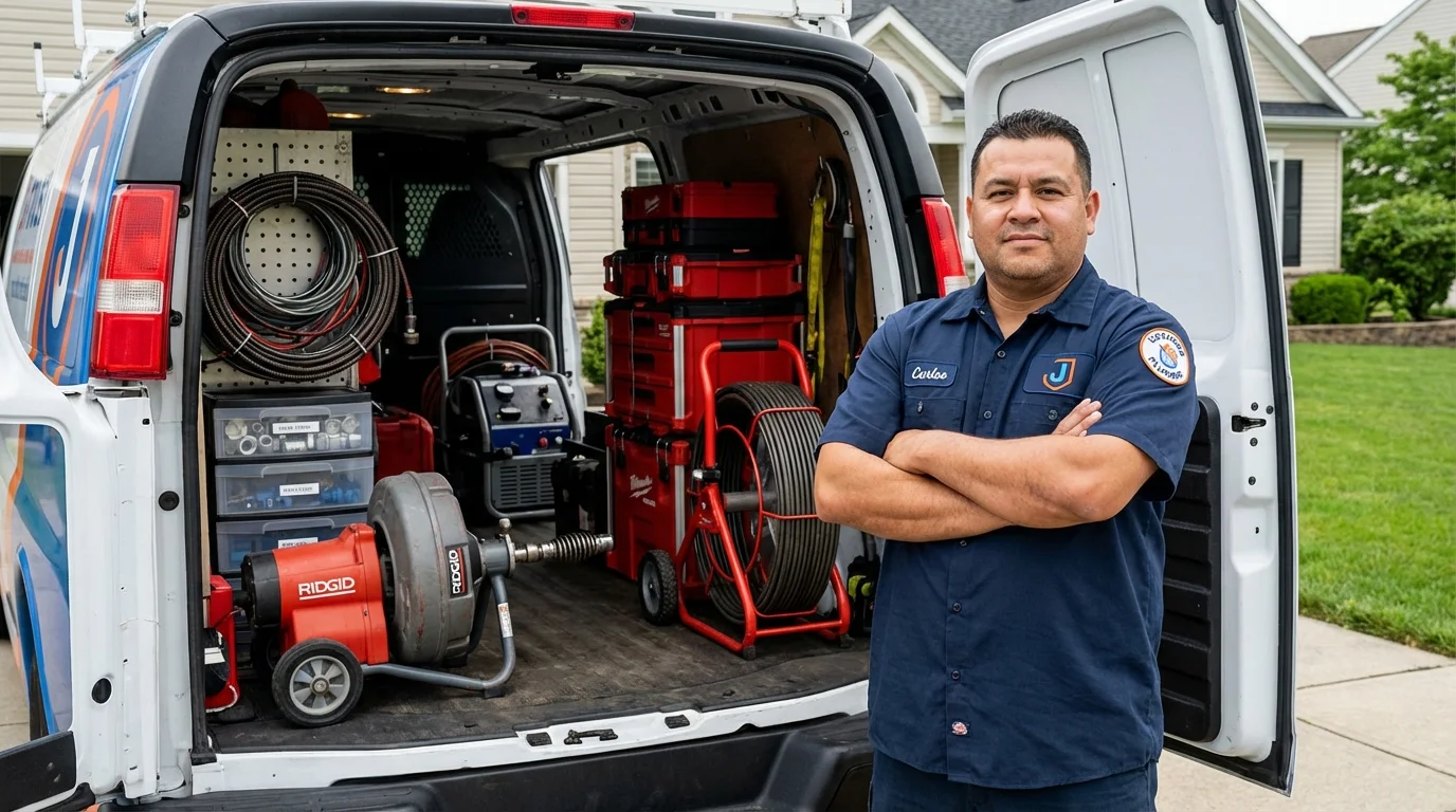 Professional drain cleaning equipment and Johns Plumbing LLC plumber in Shelbina