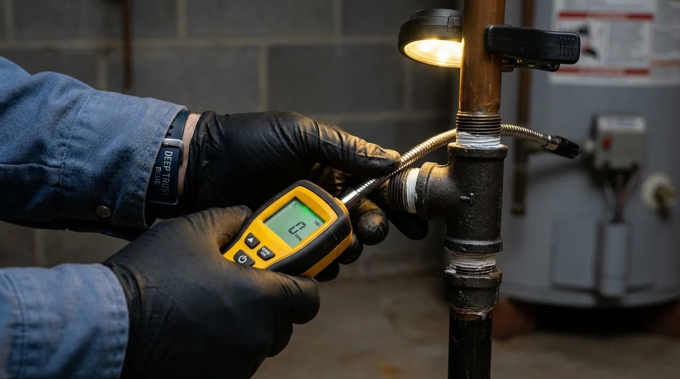 Gas leak detection with electronic sniffer by Johns Plumbing LLC in Shelbina