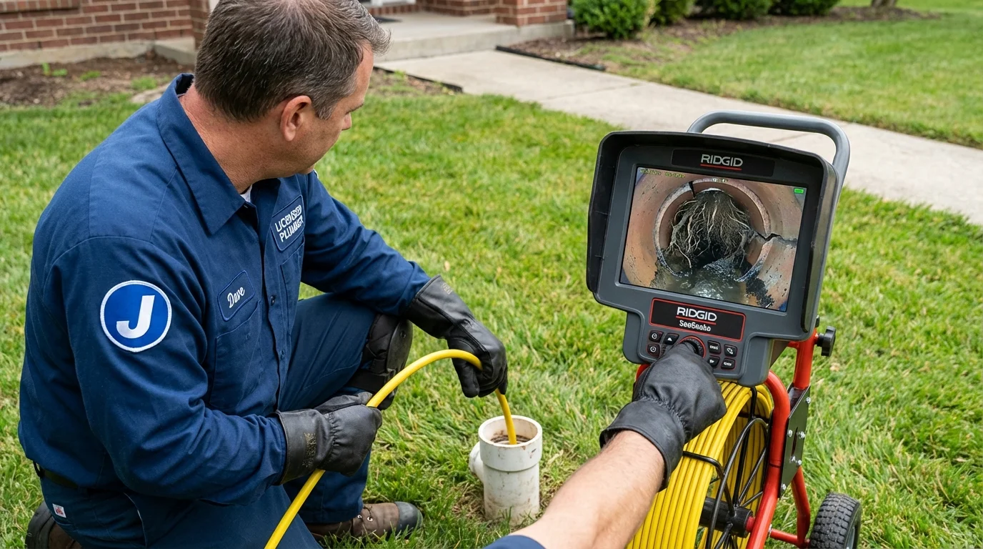 Sewer camera inspection being performed by Johns Plumbing LLC in Shelbina
